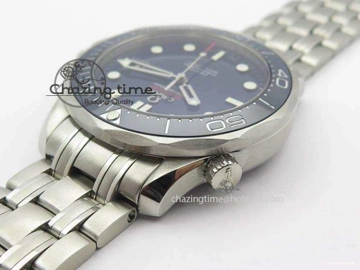 0226 WaterResistant Seamaster 300M SS MK 1:1 Best Edition Blue Dial Blue Ceramic Bezel On SS Bracelet A 8175